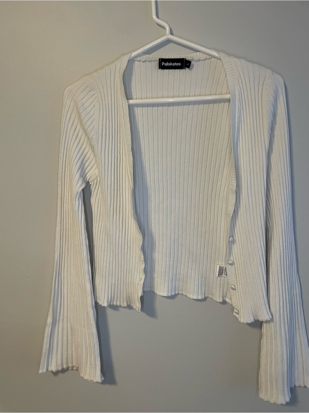 White Ribbed Open Cardigan Top for Kids